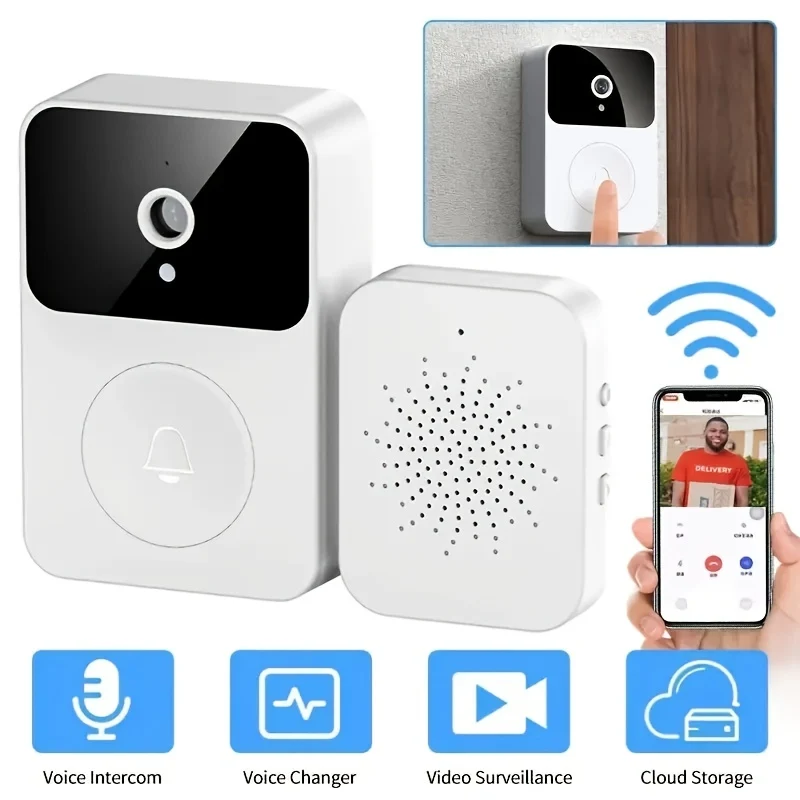 Campanello Video Wireless 1pc Con Telecamera, Telecamera Visiva Intelligente Grandangolare, Campanello Di Sicurezza Ricaricabile WiFi, Rilevamento Del Movimento Audio A 2 Vie, Visione Notturna HD Supporta Solo Telecamera Wi-Fi 2.4G