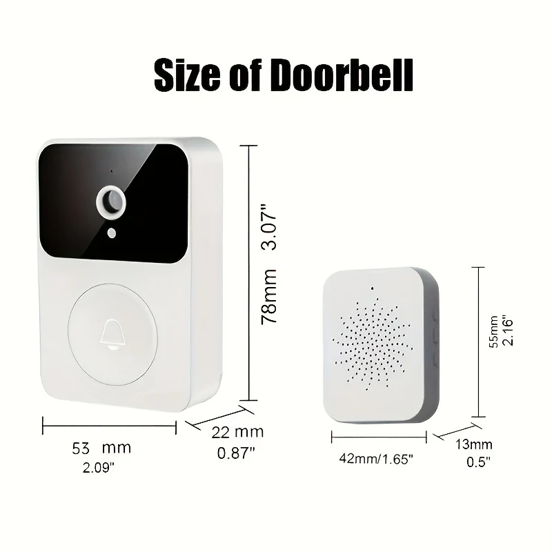 Campanello Video Wireless 1pc Con Telecamera, Telecamera Visiva Intelligente Grandangolare, Campanello Di Sicurezza Ricaricabile WiFi, Rilevamento Del Movimento Audio A 2 Vie, Visione Notturna HD Supporta Solo Telecamera Wi-Fi 2.4G