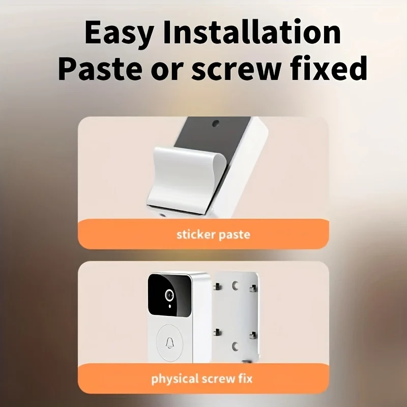 Campanello Video Wireless 1pc Con Telecamera, Telecamera Visiva Intelligente Grandangolare, Campanello Di Sicurezza Ricaricabile WiFi, Rilevamento Del Movimento Audio A 2 Vie, Visione Notturna HD Supporta Solo Telecamera Wi-Fi 2.4G