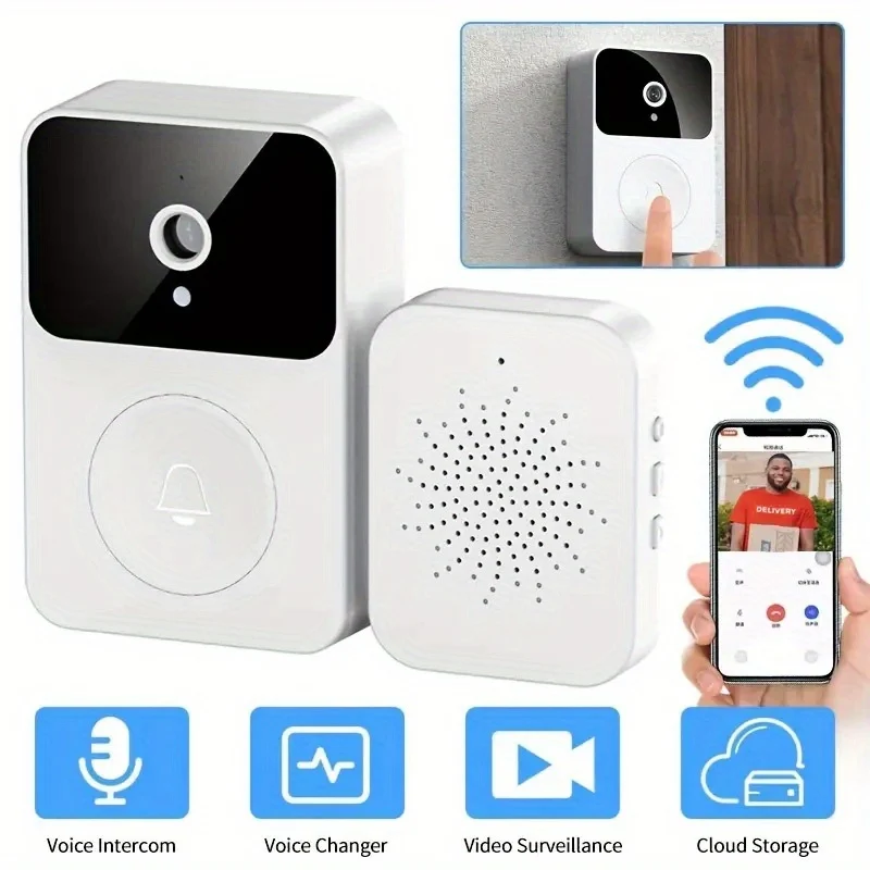 Campanello Video Wireless 1pc Con Telecamera, Telecamera Visiva Intelligente Grandangolare, Campanello Di Sicurezza Ricaricabile WiFi, Rilevamento Del Movimento Audio A 2 Vie, Visione Notturna HD Supporta Solo Telecamera Wi-Fi 2.4G