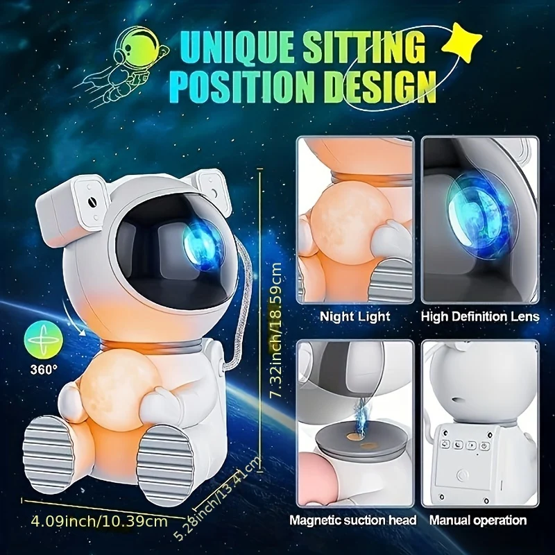 Astronaut Light Projector, Proiettore Di Stelle Per La Camera Da Letto, Proiettore Di Stelle Con Luce Lunare, Luce Notturna A LED Per Bambini Con Nebulosa, Decorazione Per La Stanza, Regalo Per La Festa
