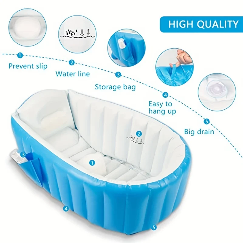 Vasca da bagno gonfiabile per bambini portatile da 1 pezzo - Mini piscina ad aria antiscivolo, adatta ai viaggi, per bambini, Natale, Halloween, regalo del Giorno del Ringraziamento