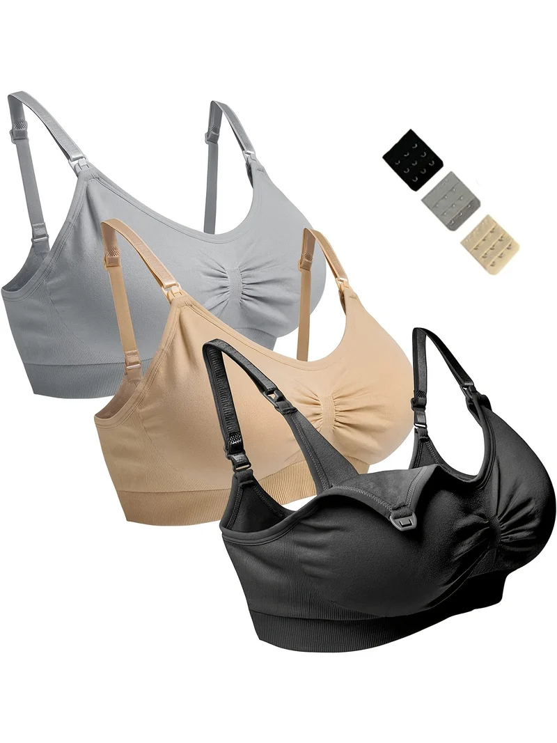 3 pezzi di reggiseno per l'allattamento senza cuciture casuali per la maternità delle donne con biancheria intima morbida e confortevole rimovibile