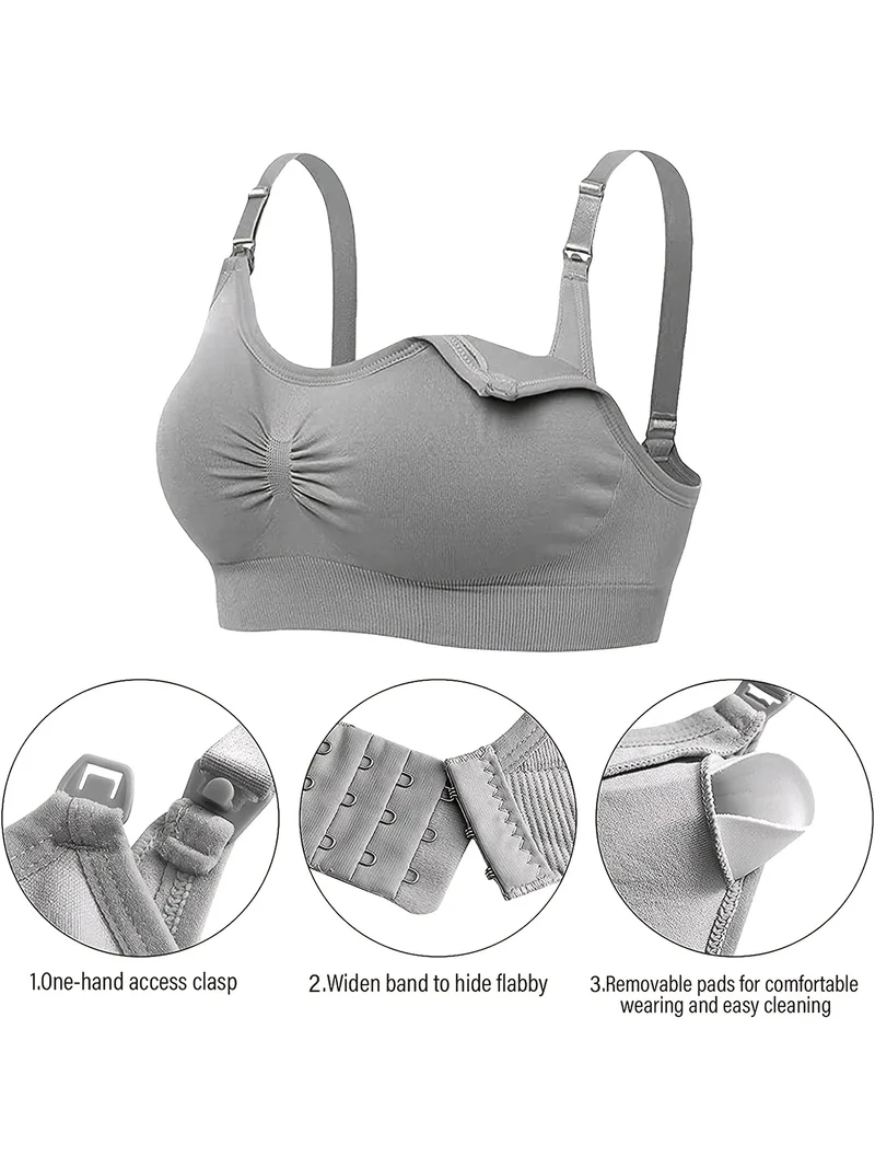 3 pezzi di reggiseno per l'allattamento senza cuciture casuali per la maternità delle donne con biancheria intima morbida e confortevole rimovibile