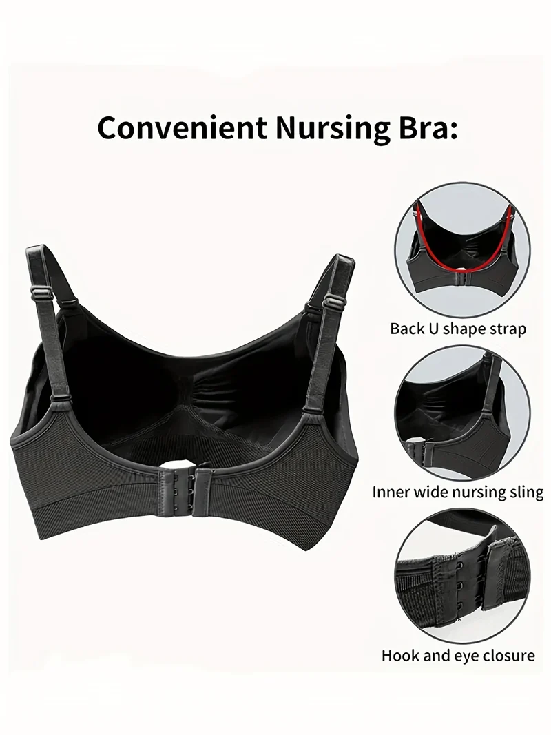3 pezzi di reggiseno per l'allattamento senza cuciture casuali per la maternità delle donne con biancheria intima morbida e confortevole rimovibile