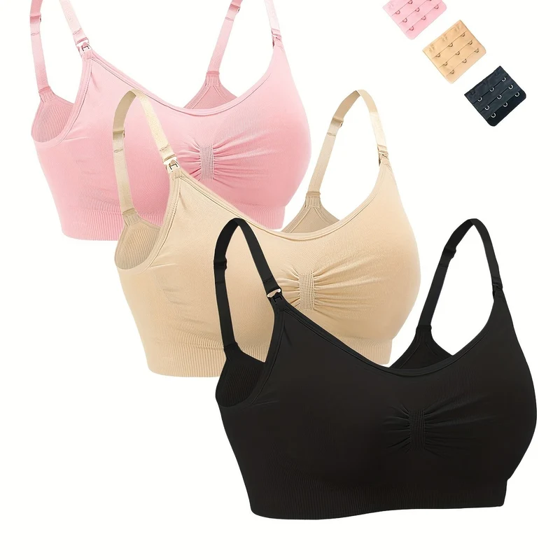 3 pezzi di reggiseno per l'allattamento senza cuciture casuali per la maternità delle donne con biancheria intima morbida e confortevole rimovibile