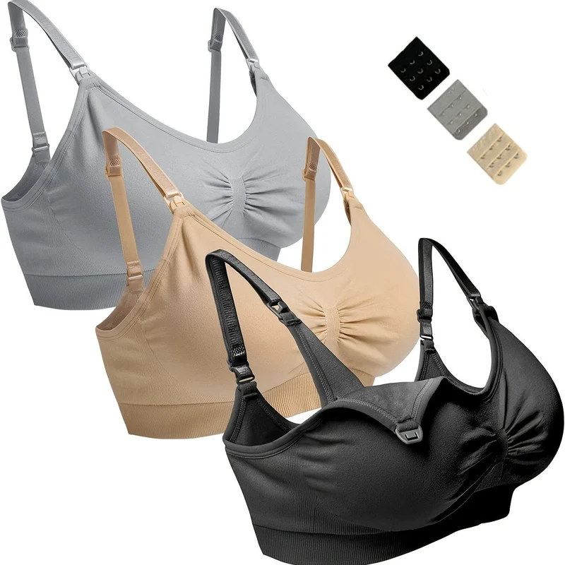 3 pezzi di reggiseno per l'allattamento senza cuciture casuali per la maternità delle donne con biancheria intima morbida e confortevole rimovibile