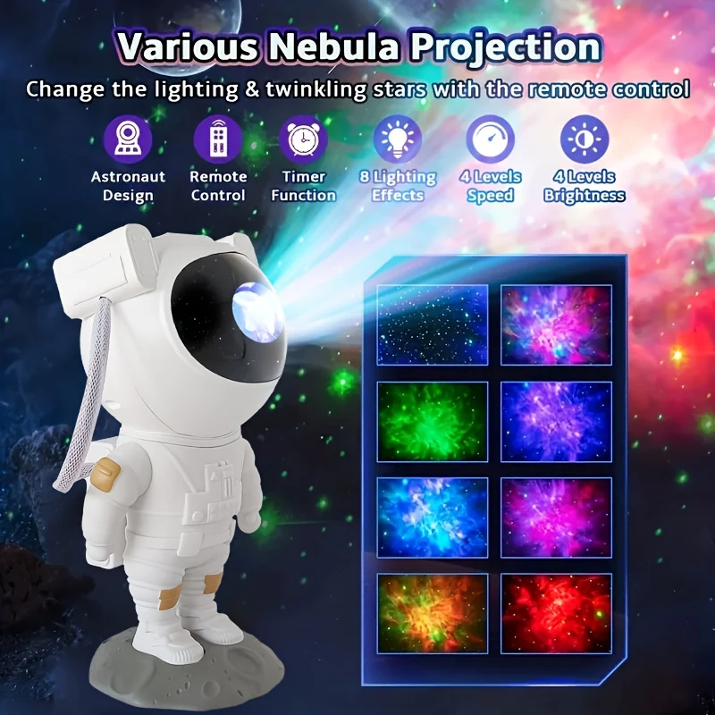 Proiettore stellare per astronauti Luce notturna - Proiettore spaziale Nebulosa stellata Lampada per proiezione a soffitto con timer, telecomando e regolabile a 360°, regalo per camera da letto, sala giochi Natale