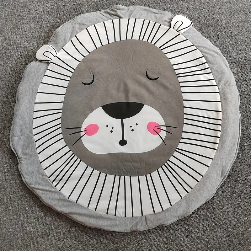 Tre-dimensionale Animale Rotondo Strisciante Tappetino, Tappetino Strisciante Per Bambini, Tappetino Da Gioco Spesso In Cotone Per Bambini, Decorazione Della Stanza Dei Bambini, Accessori Per La Casa Di Gioco