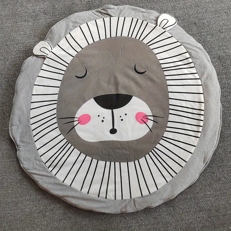 Tre-dimensionale Animale Rotondo Strisciante Tappetino, Tappetino Strisciante Per Bambini, Tappetino Da Gioco Spesso In Cotone Per Bambini, Decorazione Della Stanza Dei Bambini, Accessori Per La Casa Di Gioco