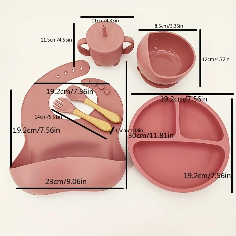 Stoviglie In Silicone Per Bambini, Piatto Piano Per Bambini 6 Pezzi/set, Piatto Piano Diviso, Piatto Per Alimenti Ausiliari Per Bambini, Forniture Per Mamma E Bambino, Piatto Per L'alimentazione Del Bambino