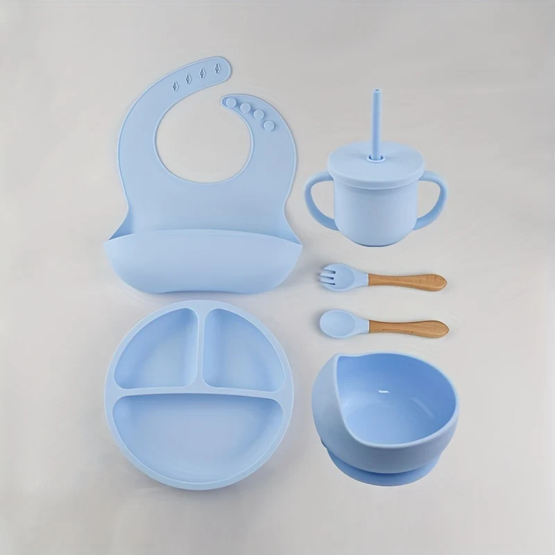 Stoviglie In Silicone Per Bambini, Piatto Piano Per Bambini 6 Pezzi/set, Piatto Piano Diviso, Piatto Per Alimenti Ausiliari Per Bambini, Forniture Per Mamma E Bambino, Piatto Per L'alimentazione Del Bambino