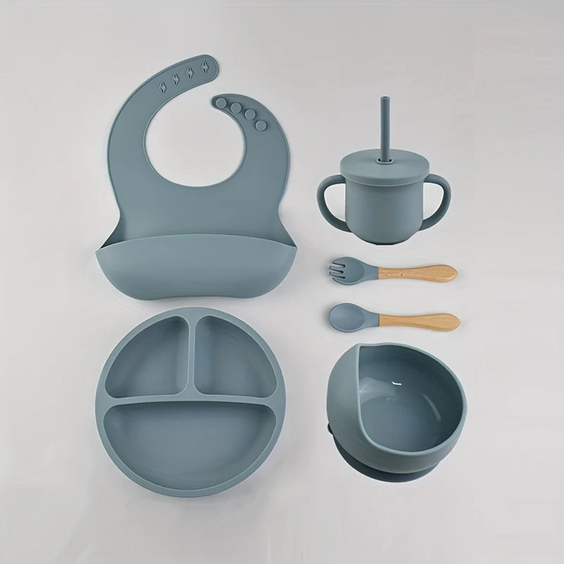 Stoviglie In Silicone Per Bambini, Piatto Piano Per Bambini 6 Pezzi/set, Piatto Piano Diviso, Piatto Per Alimenti Ausiliari Per Bambini, Forniture Per Mamma E Bambino, Piatto Per L'alimentazione Del Bambino