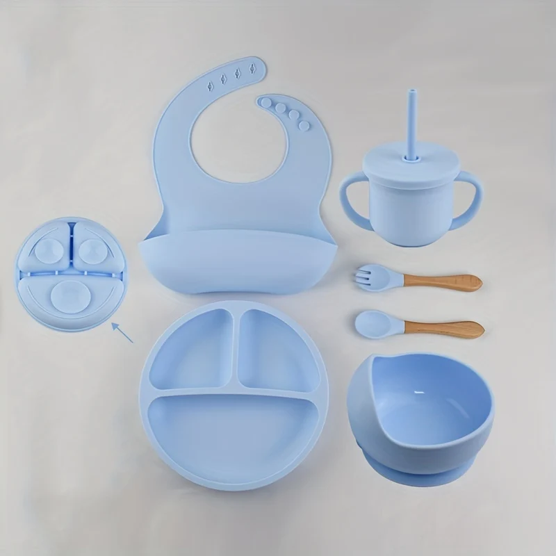 Stoviglie In Silicone Per Bambini, Piatto Piano Per Bambini 6 Pezzi/set, Piatto Piano Diviso, Piatto Per Alimenti Ausiliari Per Bambini, Forniture Per Mamma E Bambino, Piatto Per L'alimentazione Del Bambino