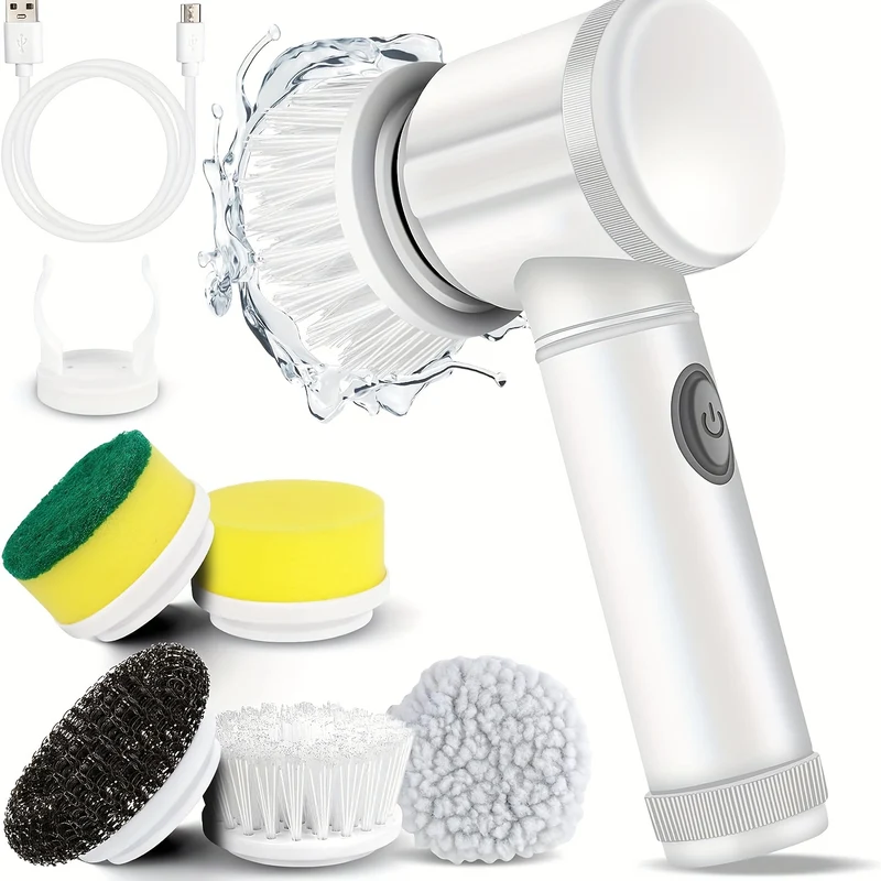 1 Set, Lavapavimenti Elettrico Con Rotazione Da 3 A 6 Testine Sostituibili, Lavapavimenti Da Cucina Senza Fili, Impermeabile IPX6, Lavapavimenti Per Doccia Portatile Ricaricabile Per Bagno, Cucina, Vasca Da Bagno