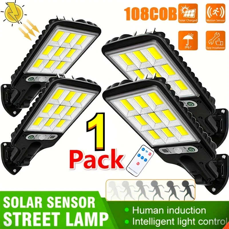 1pc Luce Solare Esterna LED COB SMD, 1200 Lumen, 3 Modalità Di Luce, Impermeabile IP67, Luce Solare Di Sicurezza Con Sensore Di Movimento Per Giardino, Patio, Percorso, Luce Di Sicurezza Durevole Con
