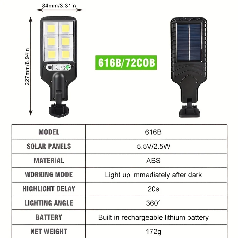 1pc Luce Solare Esterna LED COB SMD, 1200 Lumen, 3 Modalità Di Luce, Impermeabile IP67, Luce Solare Di Sicurezza Con Sensore Di Movimento Per Giardino, Patio, Percorso, Luce Di Sicurezza Durevole Con