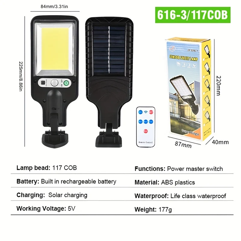 1pc Luce Solare Esterna LED COB SMD, 1200 Lumen, 3 Modalità Di Luce, Impermeabile IP67, Luce Solare Di Sicurezza Con Sensore Di Movimento Per Giardino, Patio, Percorso, Luce Di Sicurezza Durevole Con