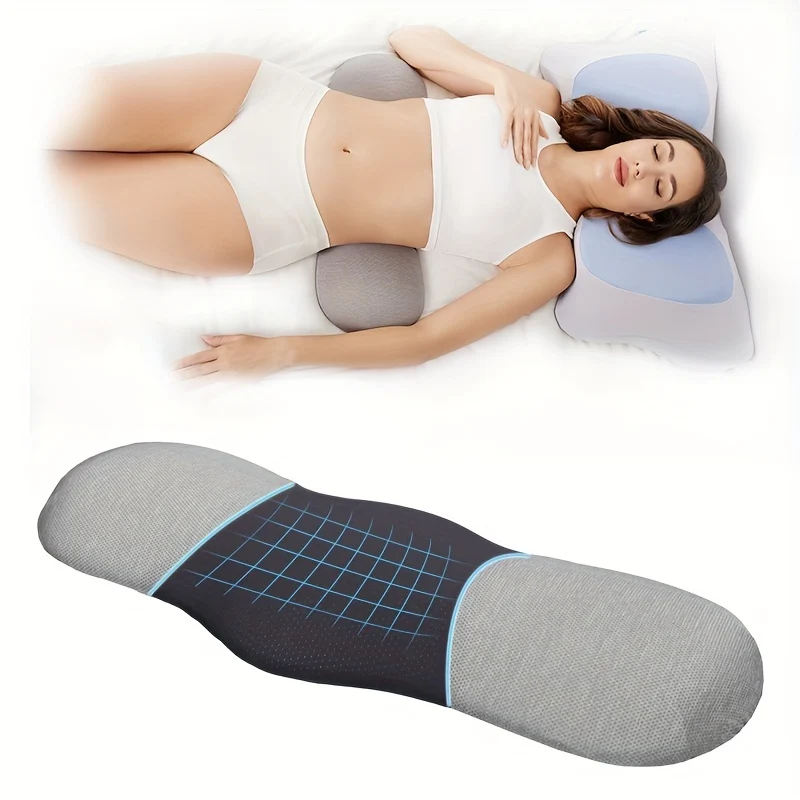 1 cuscino di supporto lombare per dormire, cuscino di supporto per la schiena in memory foam per il relax della parte bassa della schiena, cuscino di supporto per la vita del letto per donna incinta, anca, ginocchio,