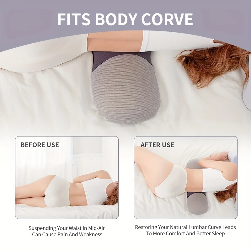 1 cuscino di supporto lombare per dormire, cuscino di supporto per la schiena in memory foam per il relax della parte bassa della schiena, cuscino di supporto per la vita del letto per donna incinta, anca, ginocchio,