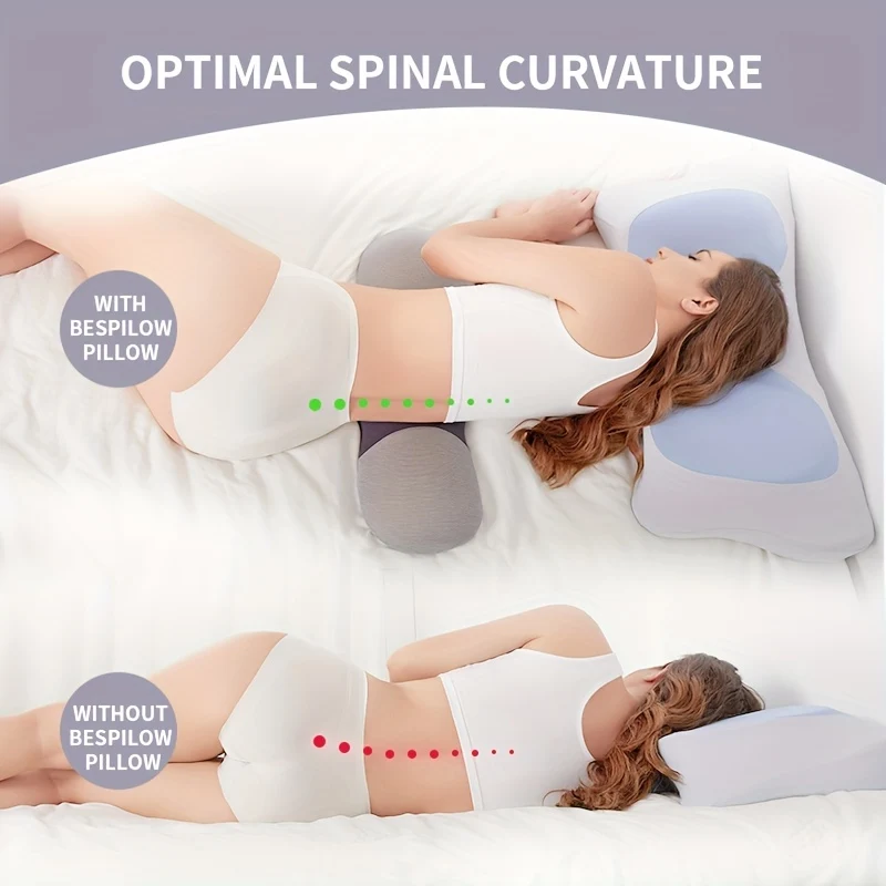 1 cuscino di supporto lombare per dormire, cuscino di supporto per la schiena in memory foam per il relax della parte bassa della schiena, cuscino di supporto per la vita del letto per donna incinta, anca, ginocchio,