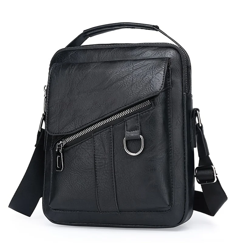 Borsa A Tracolla In Pelle PU Da Uomo 1 Pezzo, Borsa A Tracolla Casual Di Grande Capacità, Borsa A Tracolla Semplice E Alla Moda