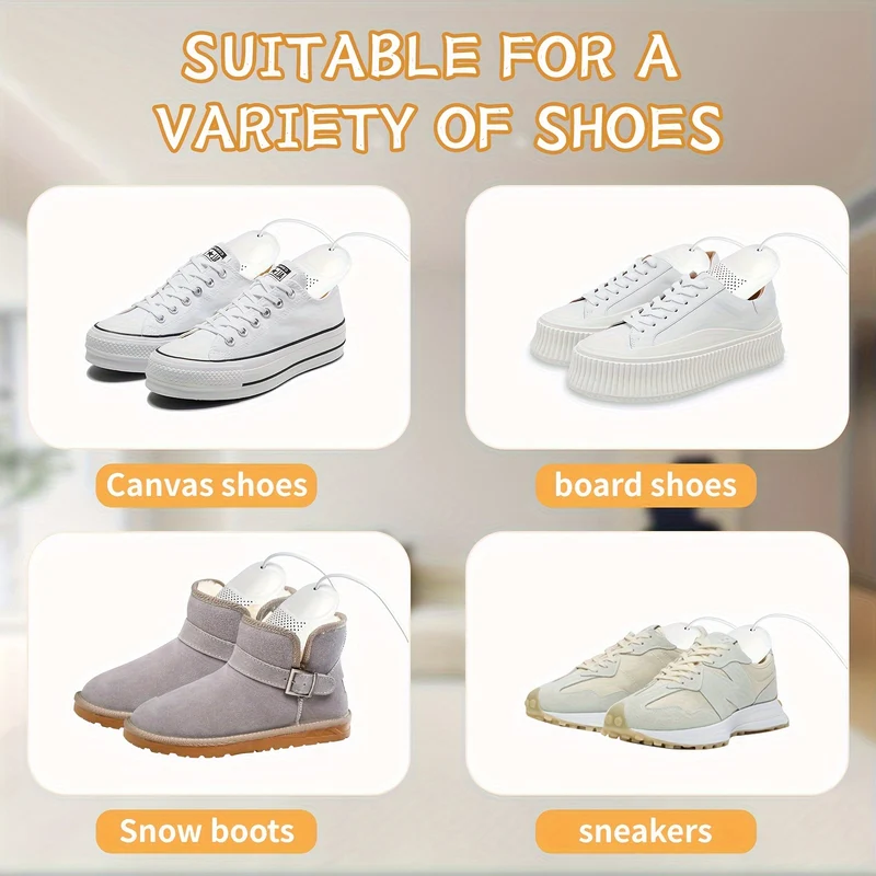 Asciuga Scarpe Elettrico, Asciuga Scarpe Multifunzione Per Adulti E Bambini Asciuga Scarpe Portatile Tappetini Riscaldanti Scalda Piedi Deodorante Dispositivo Deumidificante Adatto A Diverse Scarpe-EU