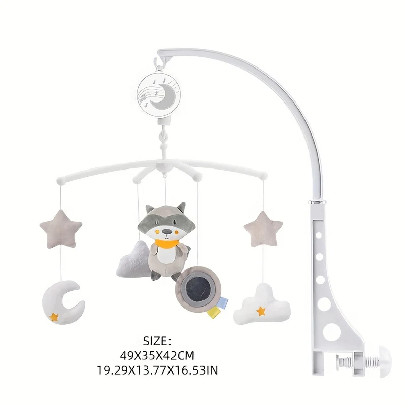 Culla si muove con musica rilassante, culla musicale a forma di procione con timer per giocattoli per la nursery per bambini di 0 anni e oltre