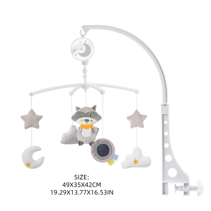 Culla si muove con musica rilassante, culla musicale a forma di procione con timer per giocattoli per la nursery per bambini di 0 anni e oltre