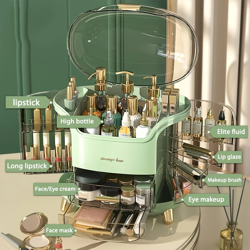 Scatola di archiviazione cosmetica per desktop di alta qualità a prova di polvere e impermeabile Scatola di archiviazione trucco Bagno Gioielli Multi-scena Rossetto Maschera viso Scatola di archiviazione pennello trucco