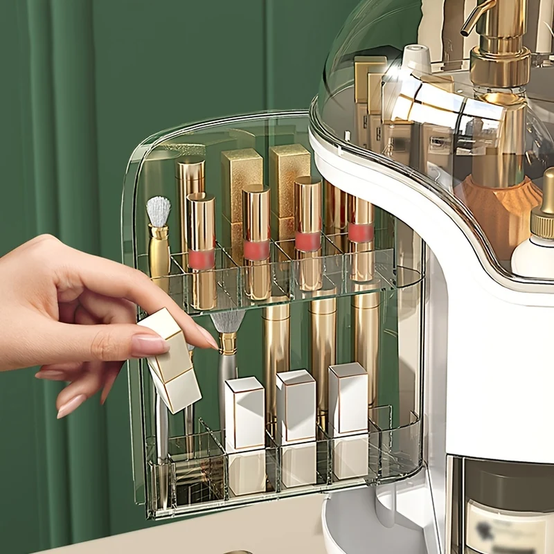 Scatola di archiviazione cosmetica per desktop di alta qualità a prova di polvere e impermeabile Scatola di archiviazione trucco Bagno Gioielli Multi-scena Rossetto Maschera viso Scatola di archiviazione pennello trucco