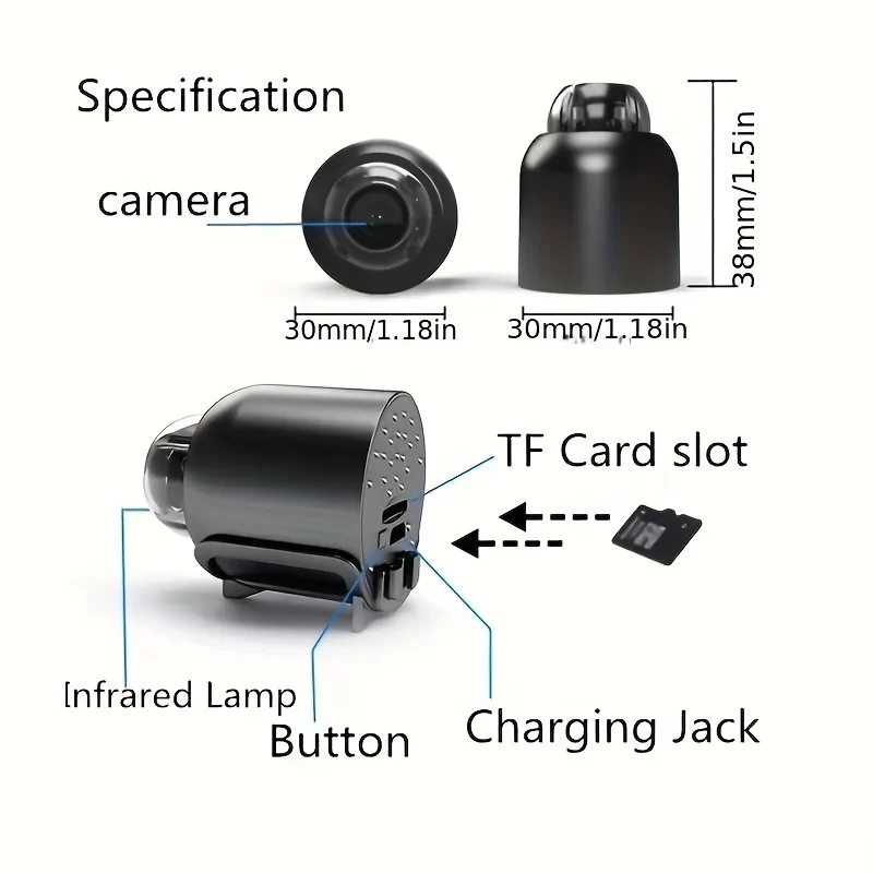 Mini Telecamera WiFi Visione Notturna HD 1080P Inclusa Rilevazione Del Movimento Monitoraggio Remoto Micro Baby Monitor Grandangolare Da 160° Per Casa Ufficio Negozio Magazzino