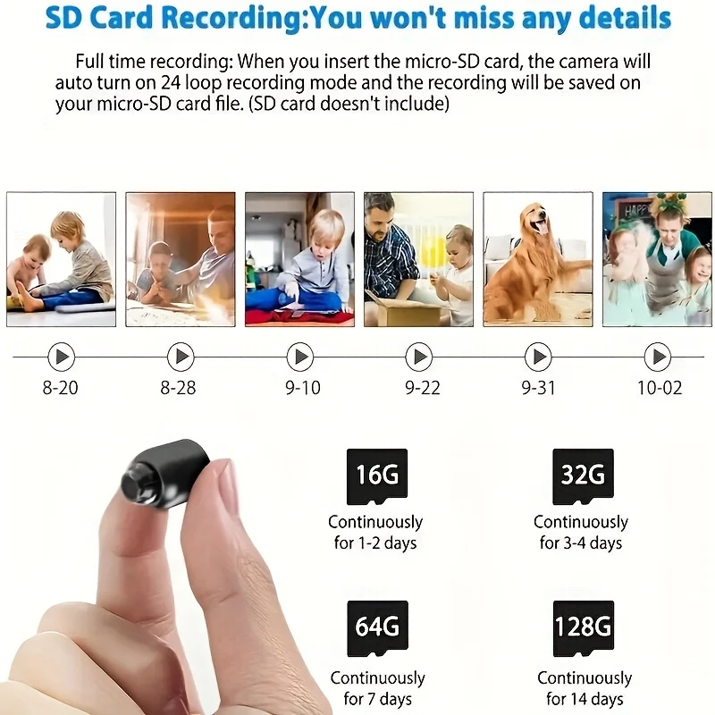 Mini Telecamera WiFi Visione Notturna HD 1080P Inclusa Rilevazione Del Movimento Monitoraggio Remoto Micro Baby Monitor Grandangolare Da 160° Per Casa Ufficio Negozio Magazzino