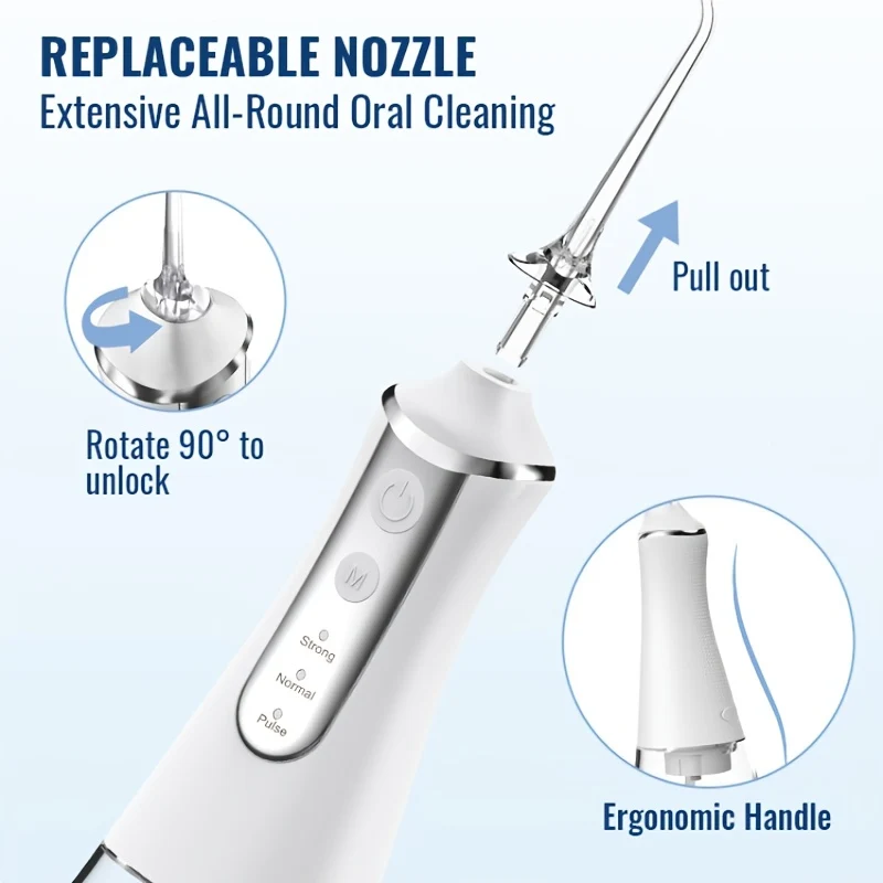 Idropulsore elettrico per la casa Flosser portatile Usb Scaler ricaricabile Strumento dentale per pulizia dei denti di grande capacità con 5 ugelli