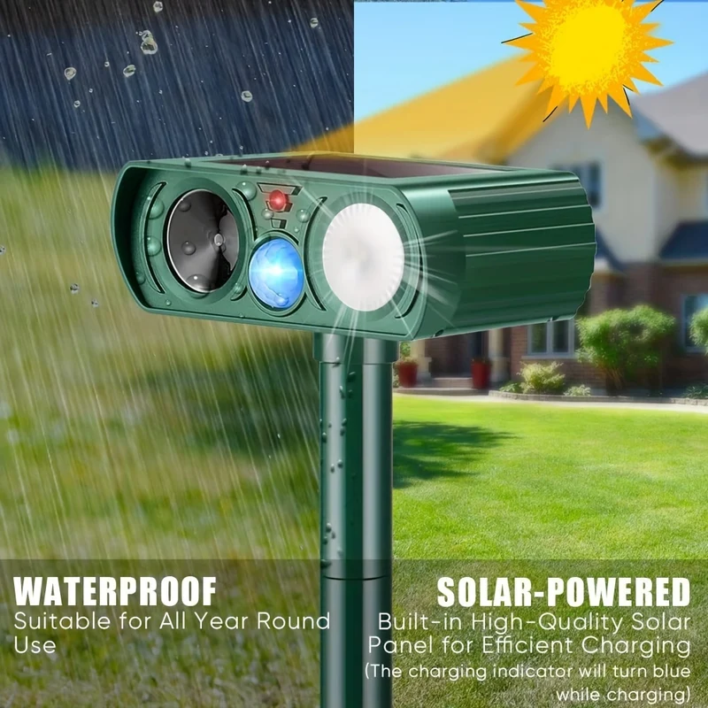 Repellente Solare Ad Ultrasuoni Per Animali, Luce Lampeggiante A LED, Volpe, Cervo, Ecc. Sverminazione Familiare Nel Cortile Sverminazione Ad Ultrasuoni All'aperto In Repellente Per Ratti, Scoiattoli, Cervi, Procioni, Puzzola, Coniglio, Talpa