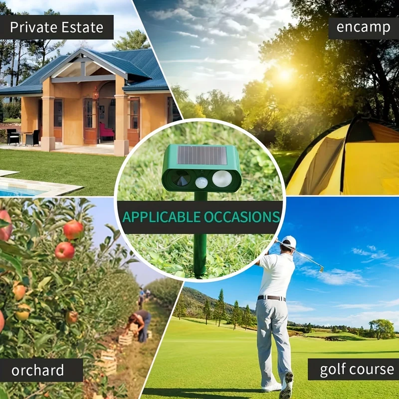 Repellente Solare Ad Ultrasuoni Per Animali, Luce Lampeggiante A LED, Volpe, Cervo, Ecc. Sverminazione Familiare Nel Cortile Sverminazione Ad Ultrasuoni All'aperto In Repellente Per Ratti, Scoiattoli, Cervi, Procioni, Puzzola, Coniglio, Talpa