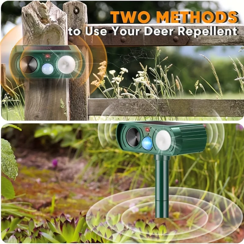 Repellente Solare Ad Ultrasuoni Per Animali, Luce Lampeggiante A LED, Volpe, Cervo, Ecc. Sverminazione Familiare Nel Cortile Sverminazione Ad Ultrasuoni All'aperto In Repellente Per Ratti, Scoiattoli, Cervi, Procioni, Puzzola, Coniglio, Talpa