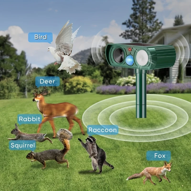 Repellente Solare Ad Ultrasuoni Per Animali, Luce Lampeggiante A LED, Volpe, Cervo, Ecc. Sverminazione Familiare Nel Cortile Sverminazione Ad Ultrasuoni All'aperto In Repellente Per Ratti, Scoiattoli, Cervi, Procioni, Puzzola, Coniglio, Talpa