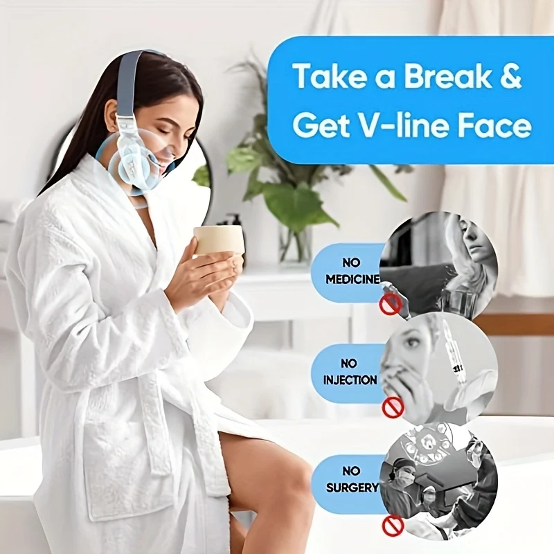 1pc Doppio Riduttore Per Il Mento, Cintura Di Bellezza Elettrica Modellante Per Il Viso A V, Massaggiatore Viso Rassodante Per Sollevamento Intelligente Per Un Aspetto Giovanile, Massaggiatore Viso Intelligente, Regali Per Mamma Donna Compleanno Natale