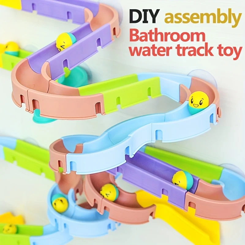 40/60 Pz Giocattoli Da Bagno Per Bambini Acqua Per Bambini Giochi Da Bagno Palla Scivolo Roller Ball Pista Giocattoli, Bagno Parete Giocattoli Cascata Farcito Multicolor Fai Da Te Disimballaggio Set Regali