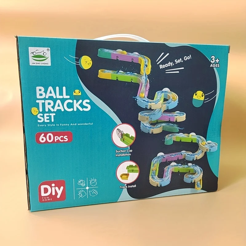 40/60 Pz Giocattoli Da Bagno Per Bambini Acqua Per Bambini Giochi Da Bagno Palla Scivolo Roller Ball Pista Giocattoli, Bagno Parete Giocattoli Cascata Farcito Multicolor Fai Da Te Disimballaggio Set Regali