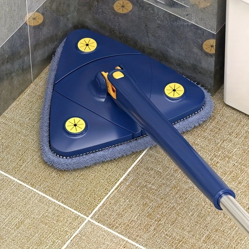 1 pz. Mocio rotante regolabile per la pulizia a 360°, mocio triangolare a manico lungo, mocio professionale lungo per graffiare le finestre, per la pulizia di pavimenti/soffitti/angoli/vetri/automobili