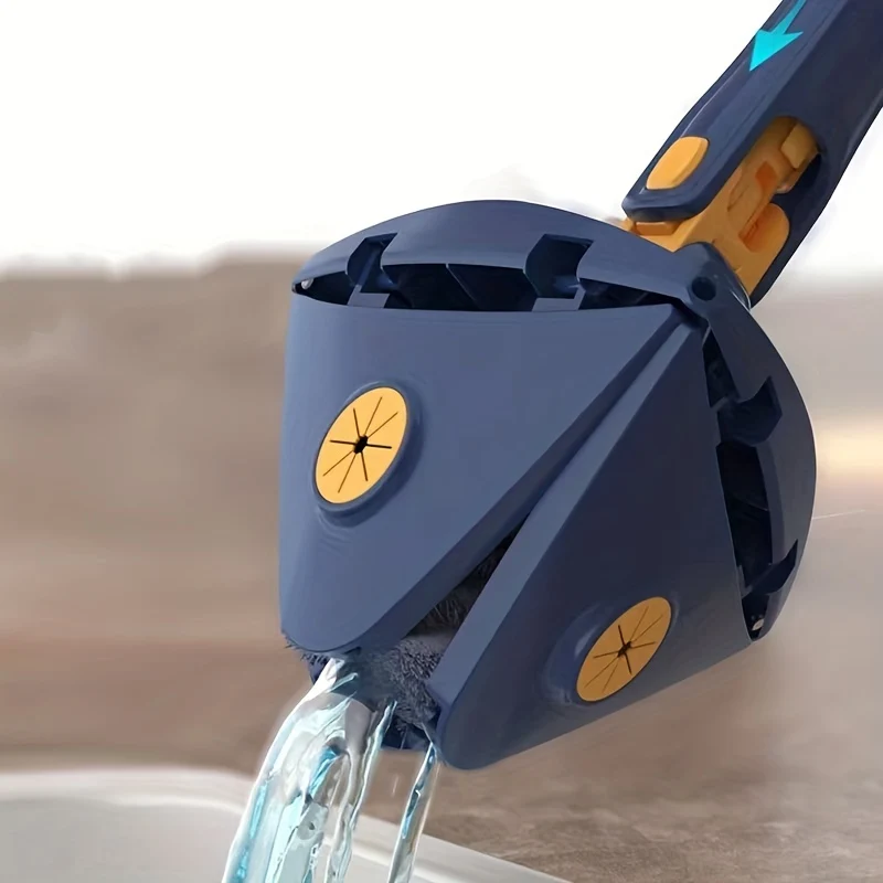 1 pz. Mocio rotante regolabile per la pulizia a 360°, mocio triangolare a manico lungo, mocio professionale lungo per graffiare le finestre, per la pulizia di pavimenti/soffitti/angoli/vetri/automobili