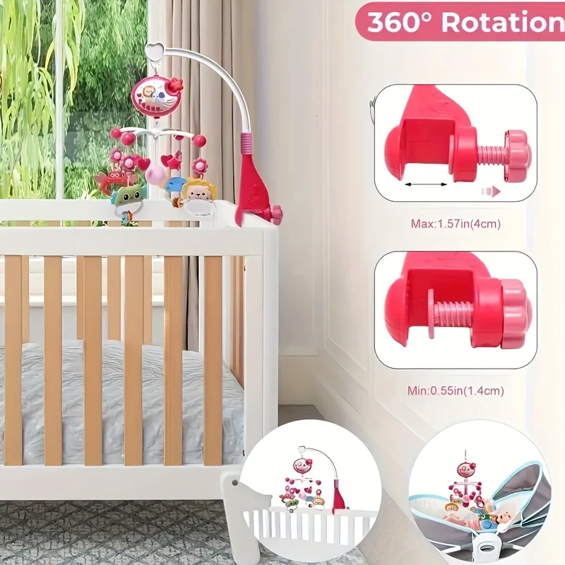 Lettino musicale multifunzionale con telecomando per bambini, campana, luce di proiezione, Natale, Halloween, regali del Ringraziamento