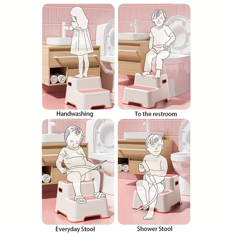 Poggiapiedi Per Bambini A Doppio Strato 1pc, Sgabello Per Toilette Per Bambini, Poggiapiedi Per Bambini Per Lavaggio A Mano, Doppio Design Antiscivolo