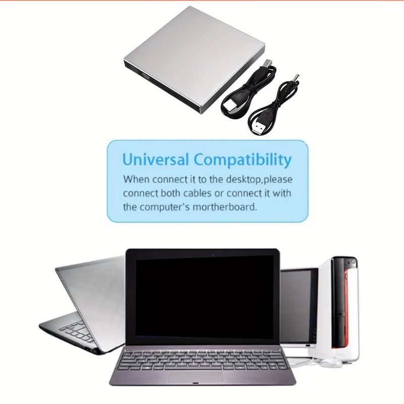 Masterizzatore CD per PC Interfaccia USB portatile Driver DVD per interni ed esterni antiurto Lettore ottico con cancellazione del rumore Bianco