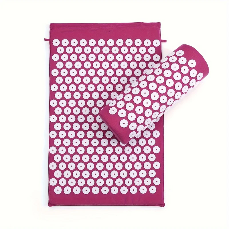 1pc Tappetino Massaggiatore Di Agopressione Yoga + Cuscino Massaggiatore Con Borsa Per Il Trasporto, Forniture Per Il Fitness Yoga Per Il Rilassamento Muscolare