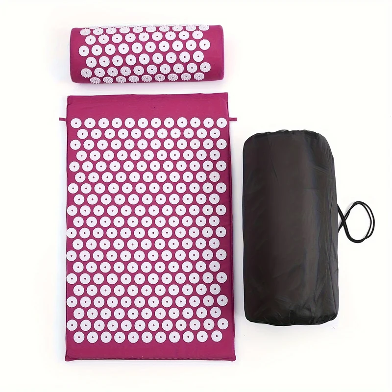 1pc Tappetino Massaggiatore Di Agopressione Yoga + Cuscino Massaggiatore Con Borsa Per Il Trasporto, Forniture Per Il Fitness Yoga Per Il Rilassamento Muscolare