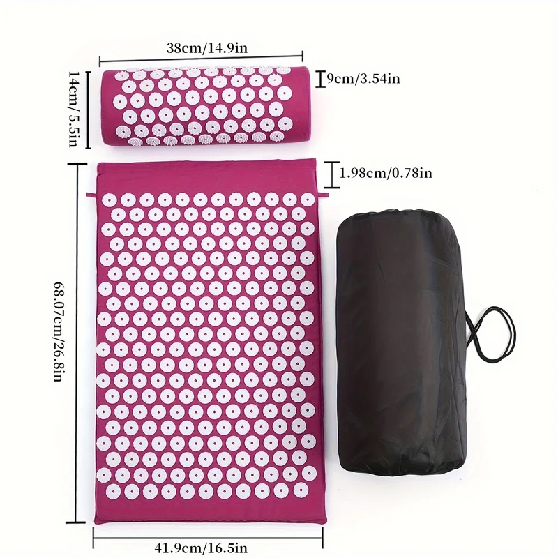 1pc Tappetino Massaggiatore Di Agopressione Yoga + Cuscino Massaggiatore Con Borsa Per Il Trasporto, Forniture Per Il Fitness Yoga Per Il Rilassamento Muscolare