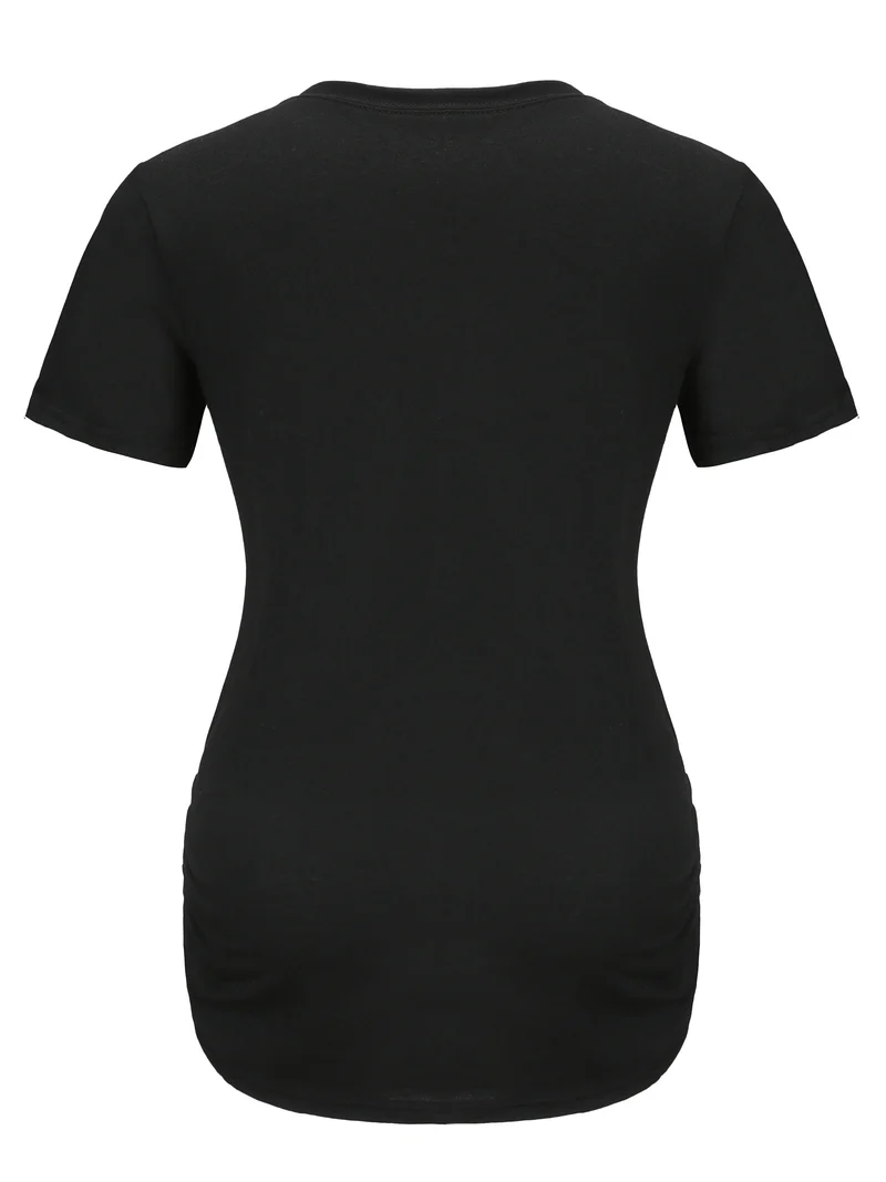 T-shirt premaman da donna alla moda e carina con stampa cappello di Natale, top da gravidanza casual traspirante per esterno